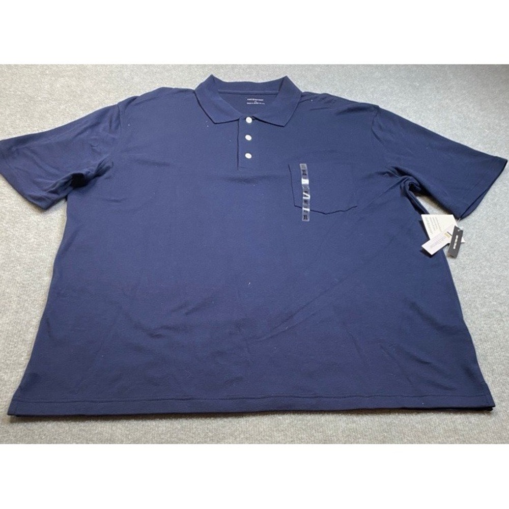 NWT Craft & Barrow Polo Shirt Men XL Navy Blue Short Sleeve Cotton Chest Pocket